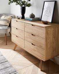 Oslo 6 Drawer Wide Chest OAK Effect - Gray & Osbourn - thumbnail 2