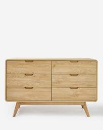 Oslo 6 Drawer Wide Chest OAK Effect - Gray & Osbourn - thumbnail 4