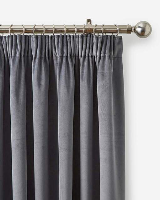 Velvet Pencil Pleat Curtains Charcoal - JD Williams - Size: 112X182 - image 1