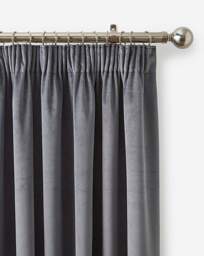 Velvet Pencil Pleat Curtains Charcoal - JD Williams - Size: 112X182 - thumbnail 1