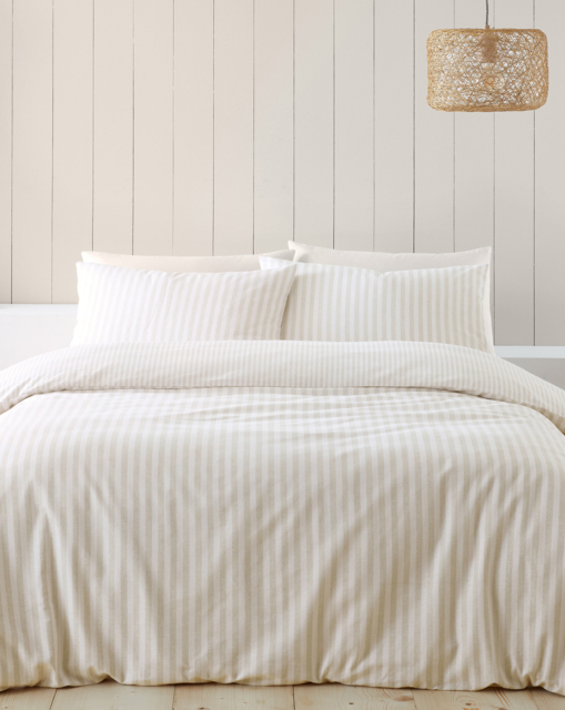CL Brushed Stripe Duvet Cover Set NTL Natural - Catherine Lansfield - Size: S KING - image 1