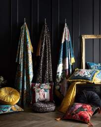 LLB Round Pleat Round Cushion Ochre - Laurence Llewelyn-Bowen - thumbnail 2