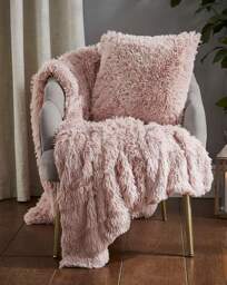 Shaggy Fleece Throw Blush - Catherine Lansfield - Size: 150X200 - thumbnail 2