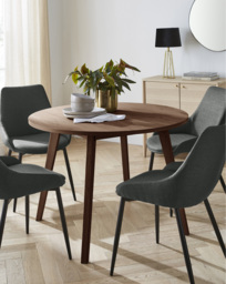Oslo Table with 4 Etta Fabric Chairs Wal/Char
