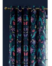 Catherine Lansfield Birds Velvet Curtain Navy - Catherine Lansfield - Size: 117 x 229cm - thumbnail 2