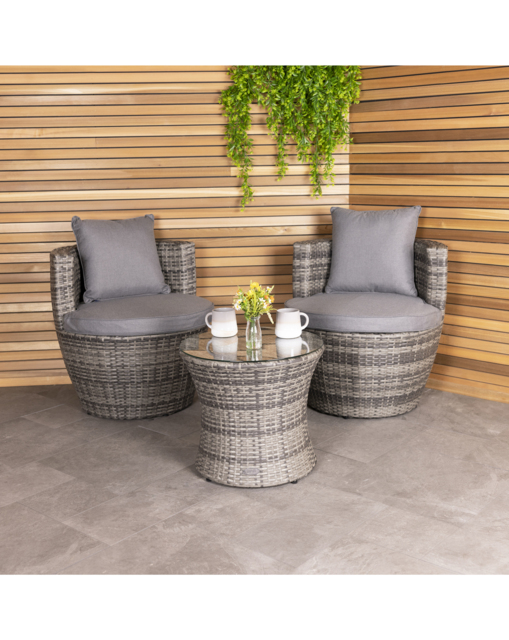 3 Piece Stacking Rattan Bistro Set Grey - Charles Bentley - image 1