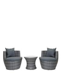 3 Piece Stacking Rattan Bistro Set Grey - Charles Bentley - thumbnail 3