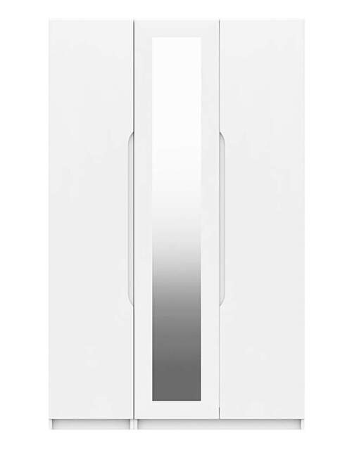 Sorrento Gloss 3 Door Mirrored Wardrobe White - One Call - image 1