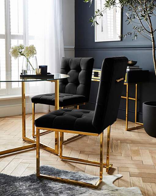 Joanna Hope Fallon Pair of Dining Chairs Black/Gold - Joanna Hope - image 1