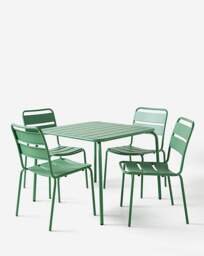 Rio Metal 4 Seater Dining Set Green - JD Williams - thumbnail 2