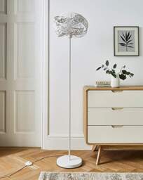 Matte White Fretwork Floor Lamp White - Searchlight - thumbnail 2