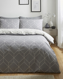 Oberon Duvet Cover Set Grey - JD Williams - Size: KING - thumbnail 1