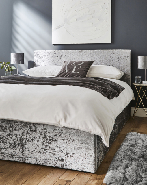 Hayden Crush Velvet Ottoman & Mattress Silver - Size: SINGLE - image 1