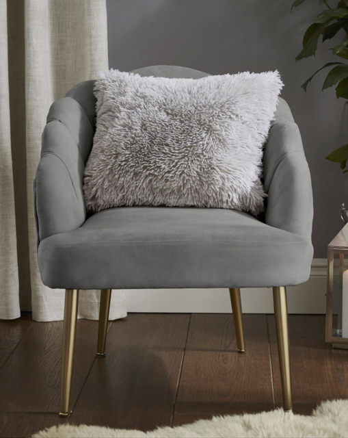 Shaggy Fleece Cushion Silver - Catherine Lansfield - Size: 45X45CM - image 1