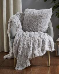 Shaggy Fleece Cushion Silver - Catherine Lansfield - Size: 45X45CM - thumbnail 5