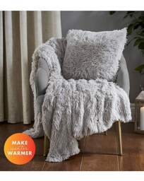 Shaggy Fleece Cushion Silver - Catherine Lansfield - Size: 45X45CM - thumbnail 4