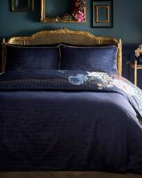 LLB Bouquet List Duvet Cover Set Navy - Laurence Llewelyn-Bowen - Size: DOUBLE - thumbnail 3