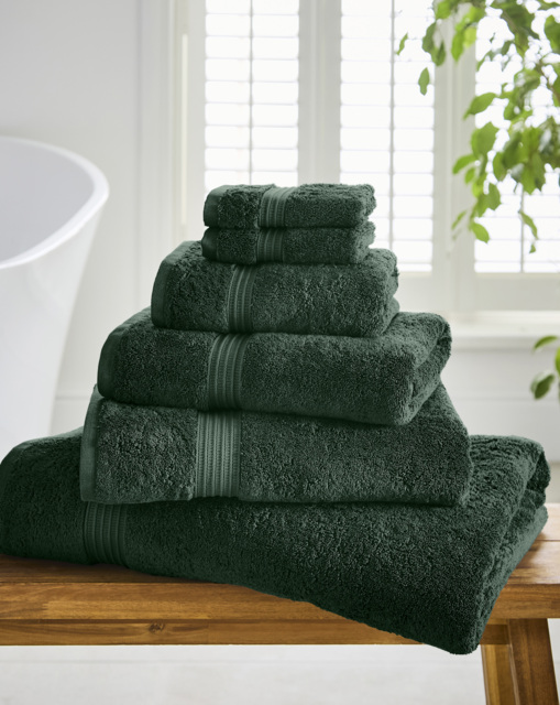 Egyptian Cotton 600GSM Towel - Green Forest Green - JD Williams - Size: Pair Face Cloths - image 1