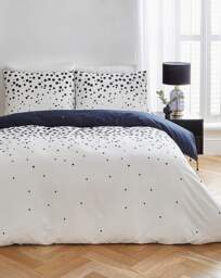 Joanna Hope Spot Duvet Cover Set White/Navy - Joanna Hope - Size: DOUBLE - thumbnail 1