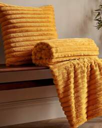 Cosy Ribbed Throw Mustard - Catherine Lansfield - Size: 130X170 - thumbnail 4