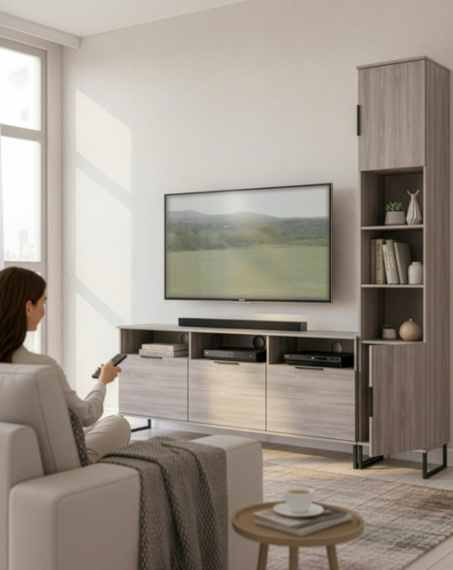 Hayden Right Hand Media Unit Grey OAK - Welcome - image 1