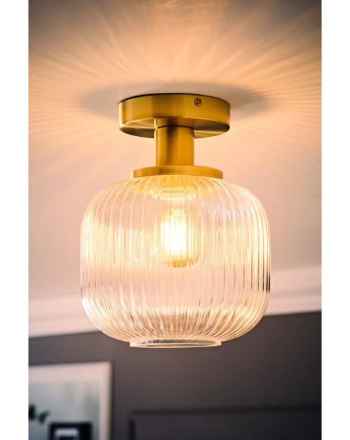 Calpe Clear Glass Ceiling Light Gold - ValueLights - image 1