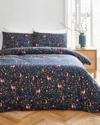Woodland Animals Duvet Cover Set Navy - JD Williams - Size: KING - thumbnail 1