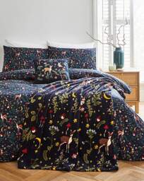 Woodland Animals Duvet Cover Set Navy - JD Williams - Size: KING - thumbnail 2