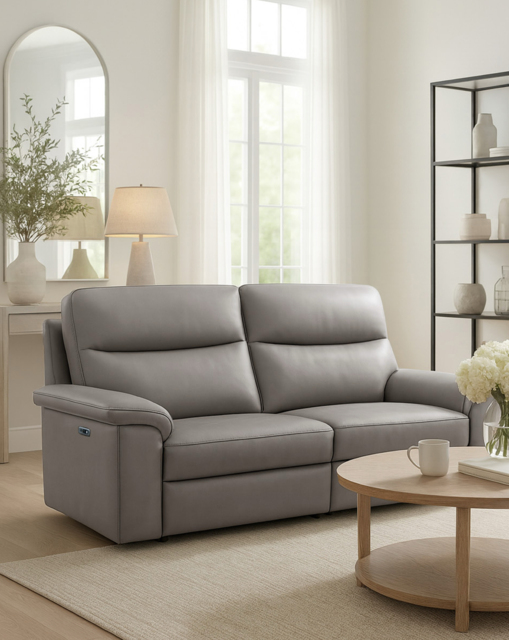 Aspire Corvan Leather Recliner 3 Seater Grey - Aspire - image 1