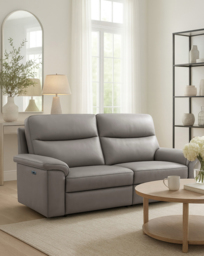 Aspire Corvan Leather Recliner 3 Seater Grey - Aspire