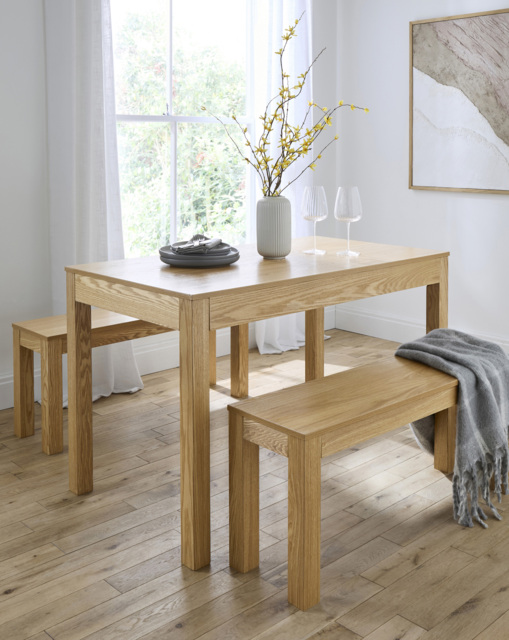 Bourne Dining Set with 2 Benches OAK Effect - JD Williams - image 1