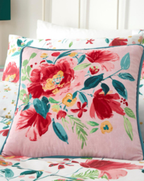 D & D Abstract Poppy Filled Cushion RED - Dreams & Drapes - Size: 43X43 - thumbnail 1