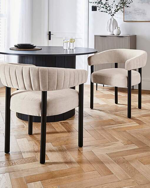 Lindsay Pair of Dining Chairs Black/Natural - JD Williams - image 1