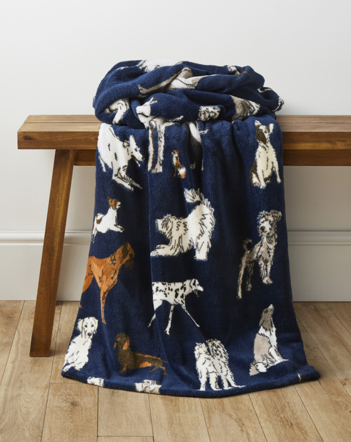 Mixed Dogs Fleece Throw Navy - JD Williams - Size: 130X150 - image 1