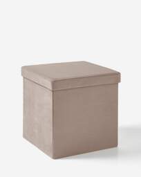 Velvet Foldable Storage Ottoman Cube Oyster - JD Williams - thumbnail 2
