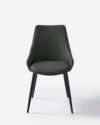 Oslo Table with 6 Etta Fabric Chairs Walnut/Charcoal - thumbnail 3