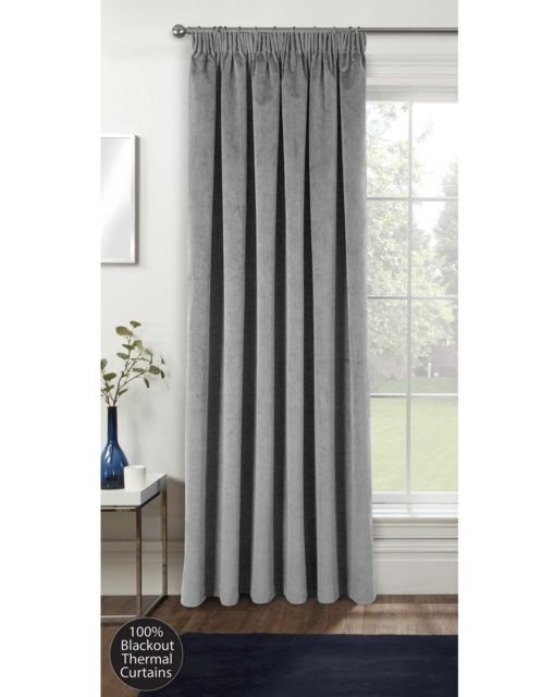 Oxford Velvet Pencil Pleat Door Curtain Grey - Enhanced Living - Size: 168X214 - image 1