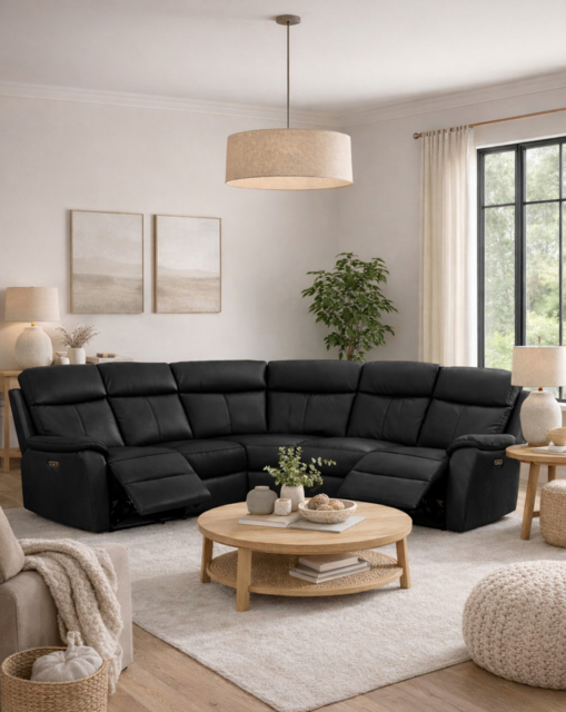 Aspire Kingsmere Recliner Corner Sofa Black - Aspire - image 1