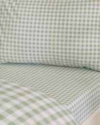 CL Gingham Check Fitted Sheet GRN Green - Catherine Lansfield - Size: KING - thumbnail 2