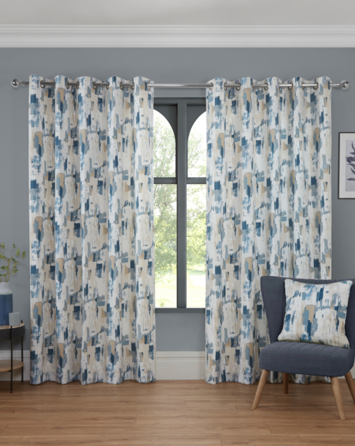 Sundour Bamford Lined Eyelet Curtains Cobalt Blue - Sundour - Size: 117 x 229cm - image 1