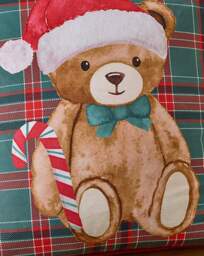 CL Christmas Tartan Teddy Bear Cushion Multi - Catherine Lansfield - Size: 45X45CM - thumbnail 3