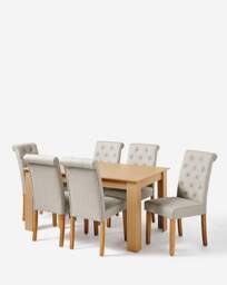 Dakota Dining Table with 6 Ava Chairs Oak/Natural - thumbnail 4