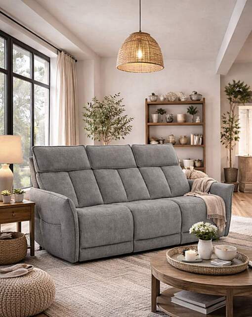 Aspire Ashford Fabric Recliner 3 Seater Grey - Aspire - image 1