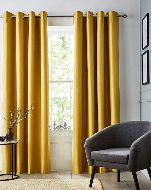 Faux Silk Blackout Curtains Ochre - JD Williams - Size: 112X137 - image 1