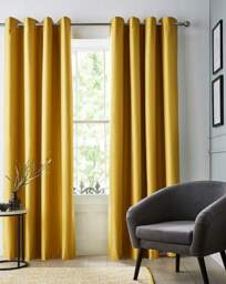 Faux Silk Blackout Curtains Ochre - JD Williams - Size: 112X137 - thumbnail 1