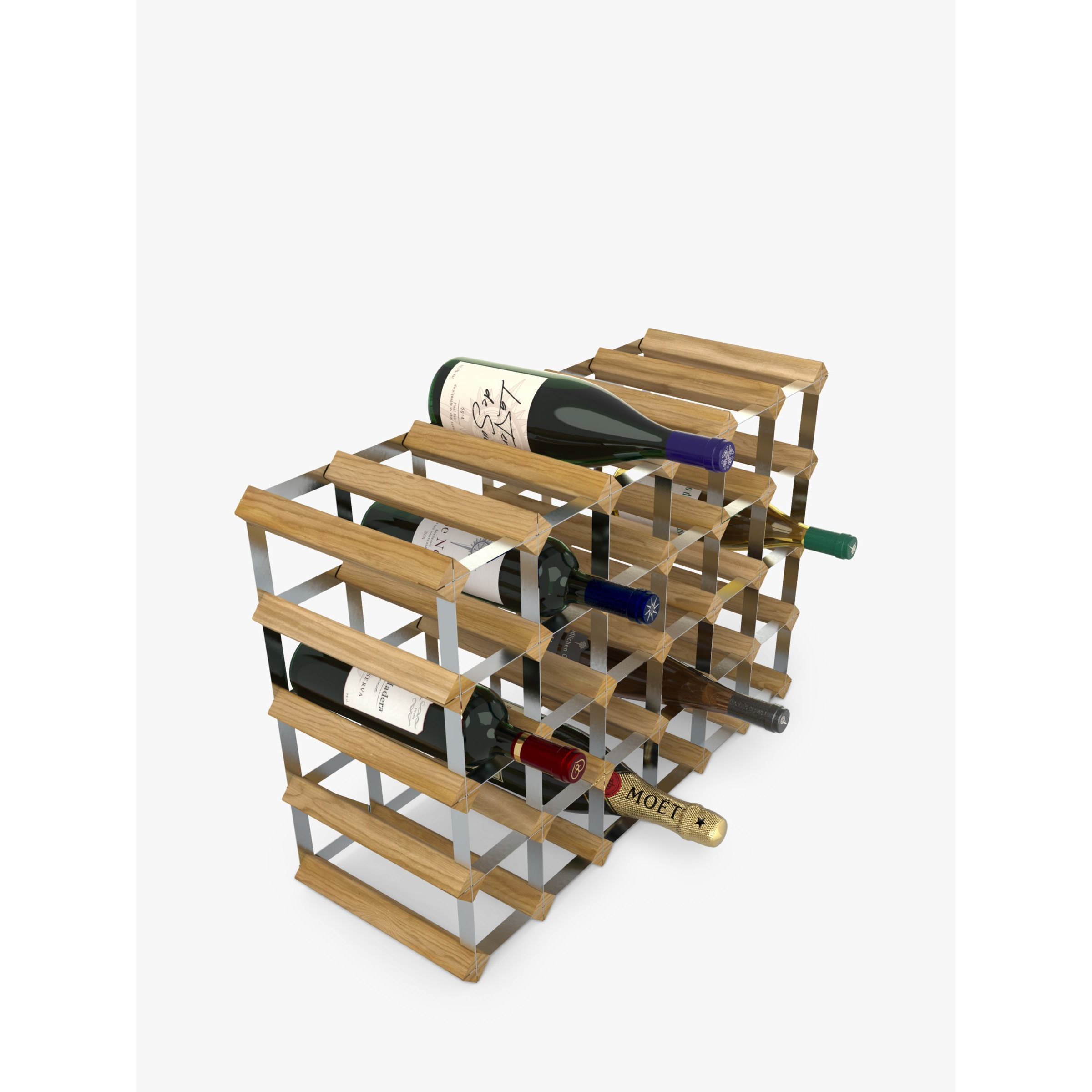 RTA Freestanding Wood Wine Rack, 30 Bottle, Light Oak