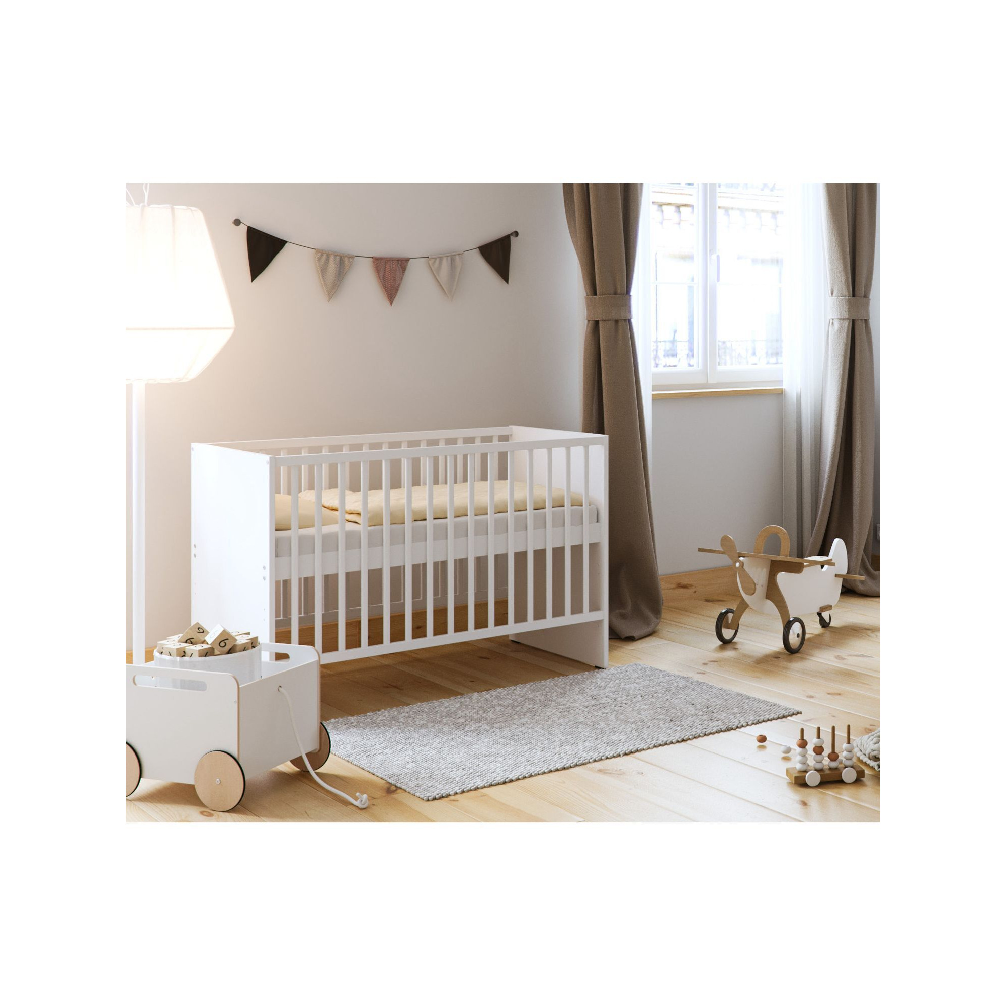 Little Acorns Athena Convertible Mini Day Bed Cot, White - image 1