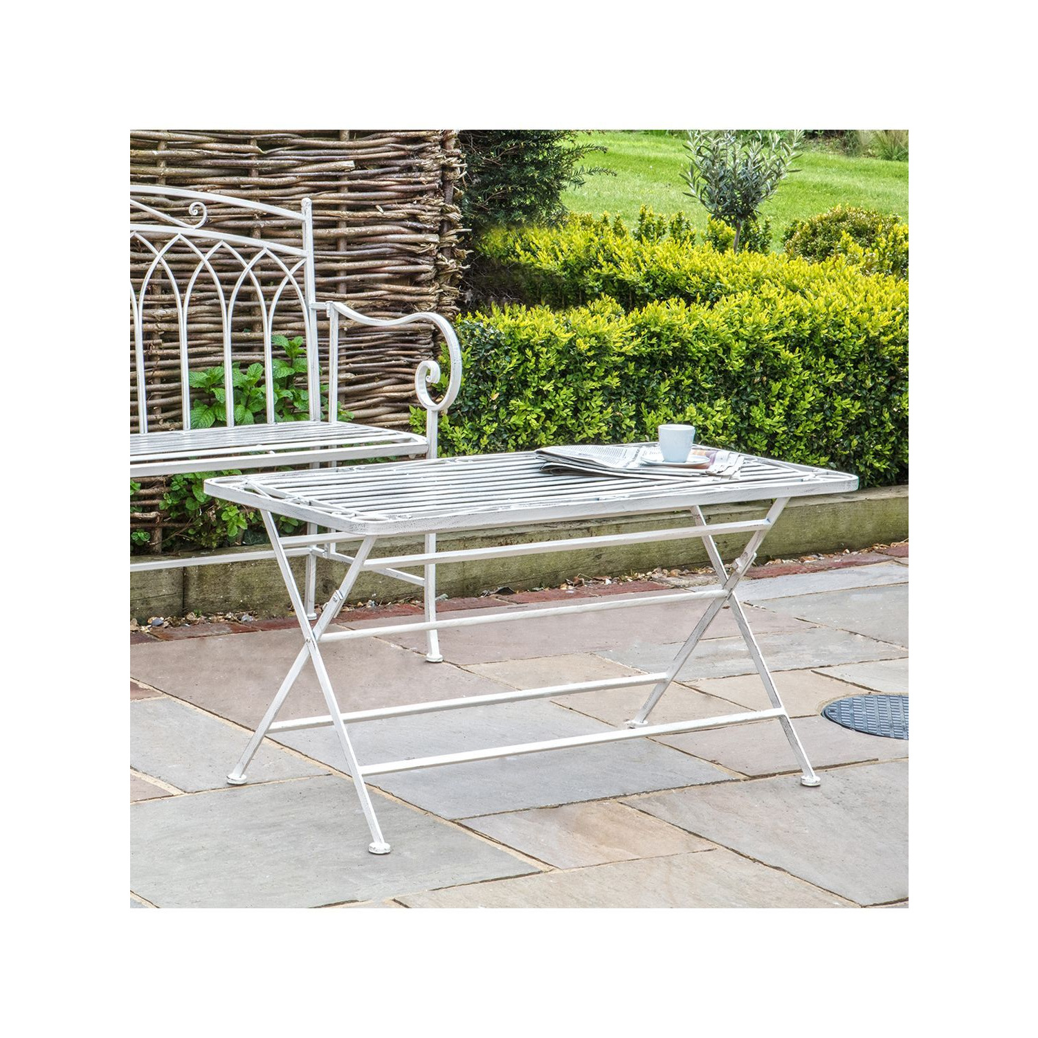 Gallery Direct Termini Rectangular Folding Metal Garden Coffee