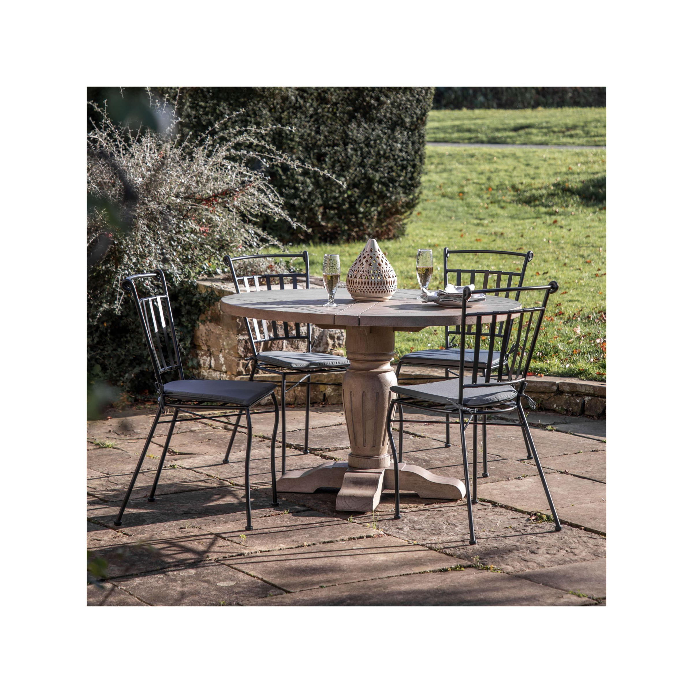 Gallery Direct Camillo 4-Seater Round Teak Wood Garden Dining Table, Natural - image 1