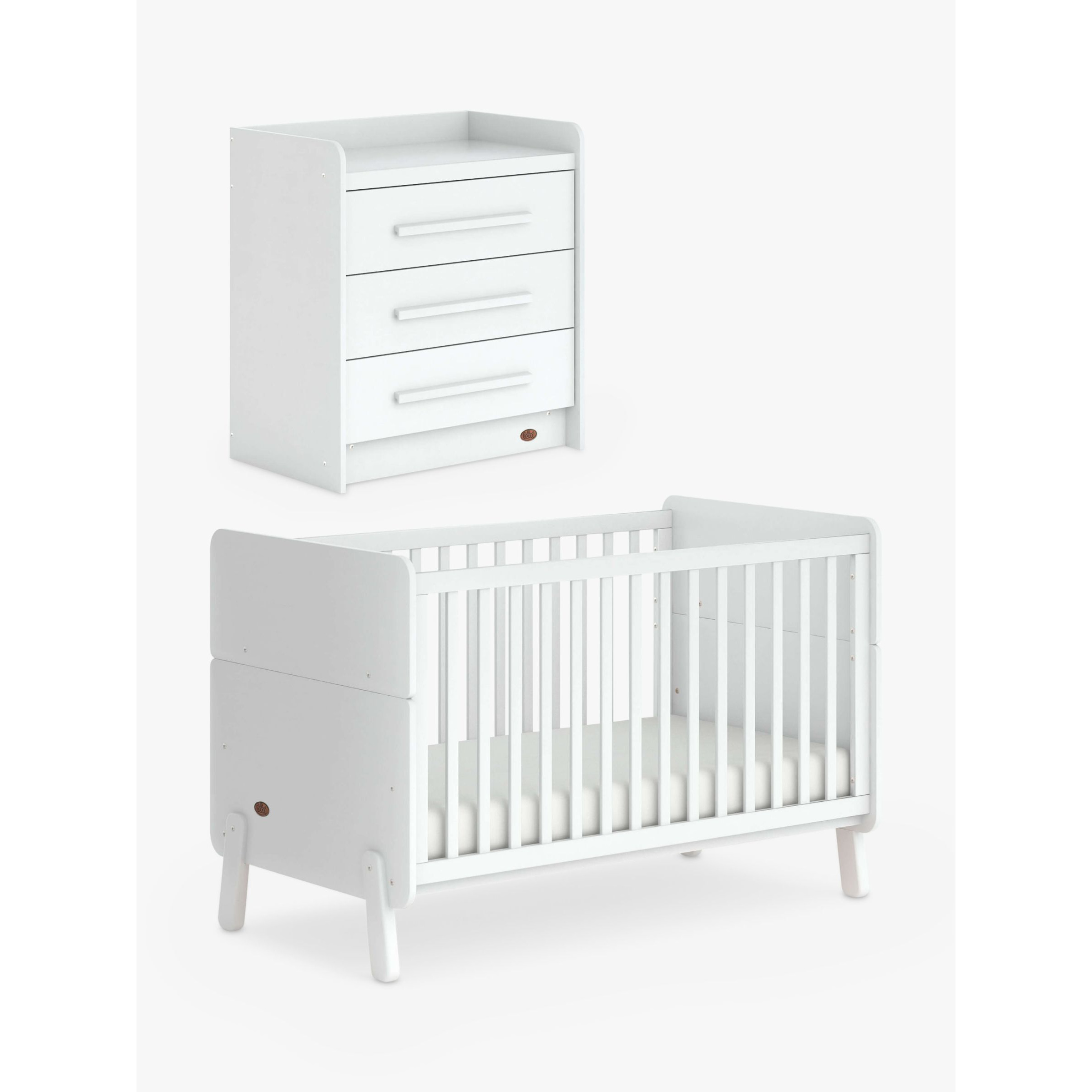 Boori Natty Cotbed with Mattress Neat Drawer Chest, White by